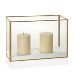 Terrario grande de vidrio y latón dorado