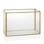 Terrario grande de vidrio y latón dorado