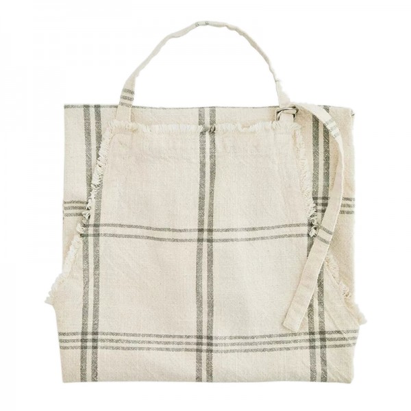 Delantal con rayas y flecos crudo