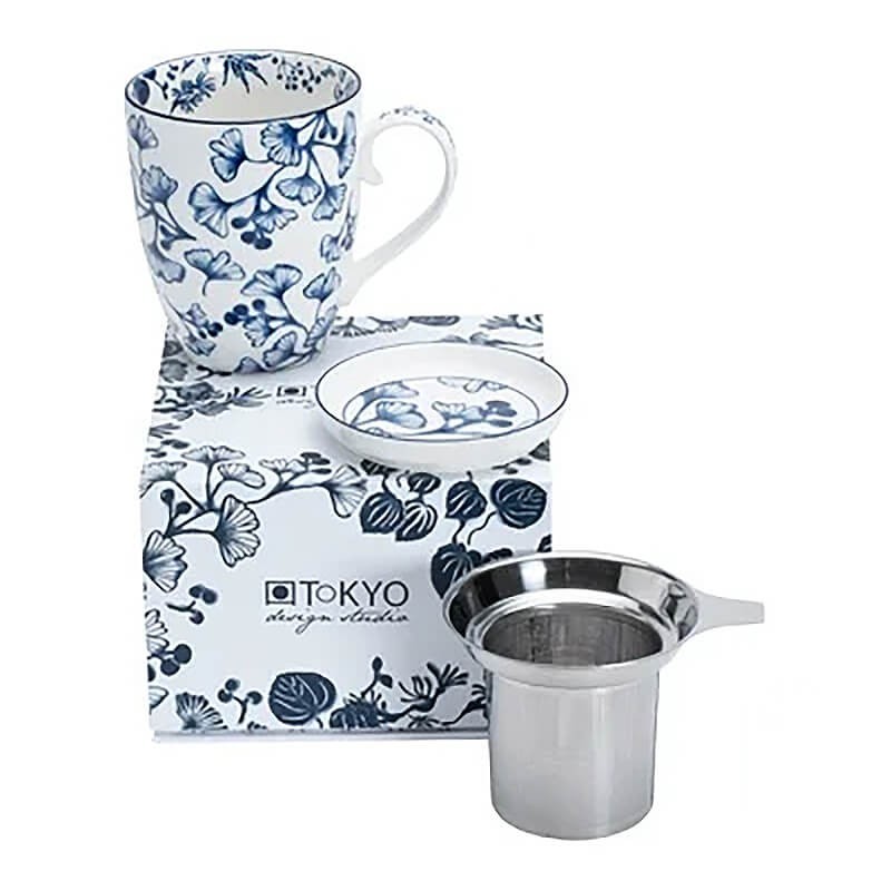 Taza Mug con filtro y plato Flora Japonica