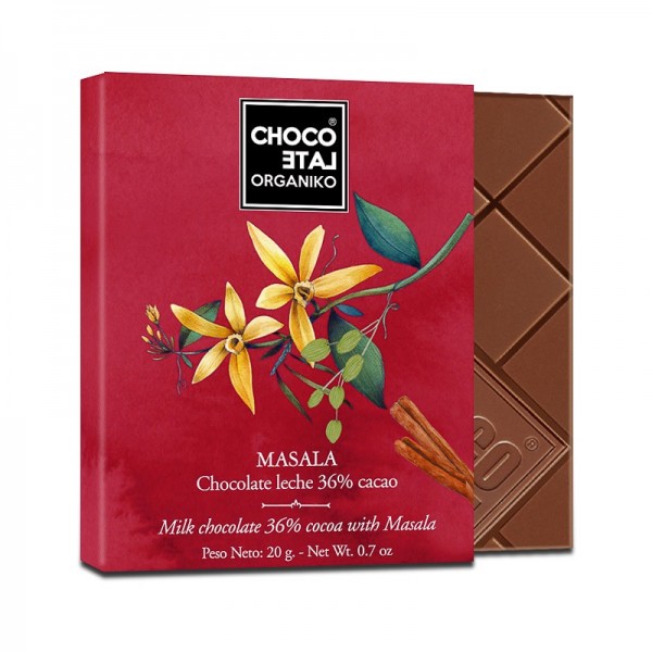 Chocolate con leche 36% Cacao Masala Orgániko