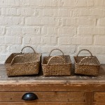 Panera rectangular trenzada marrón