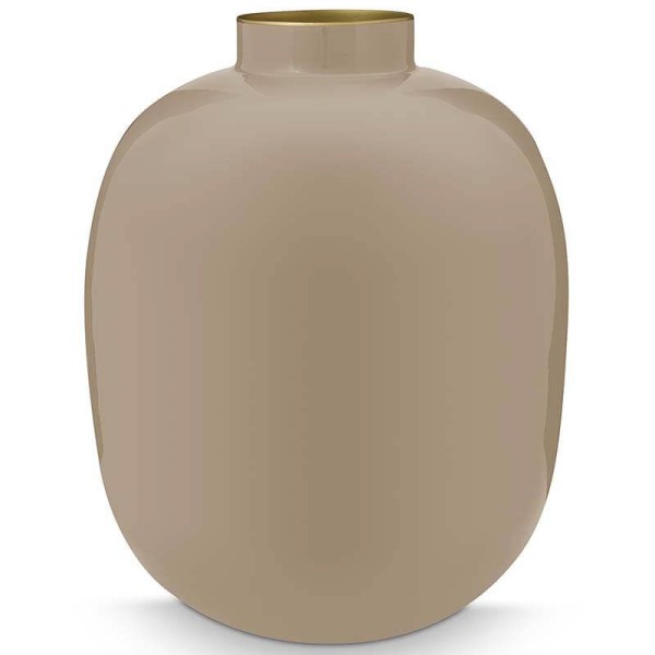 Jarrón de metal esmaltado kaki 32 cm