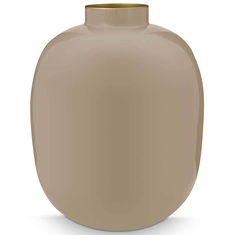 Jarrón de metal esmaltado kaki 32 cm