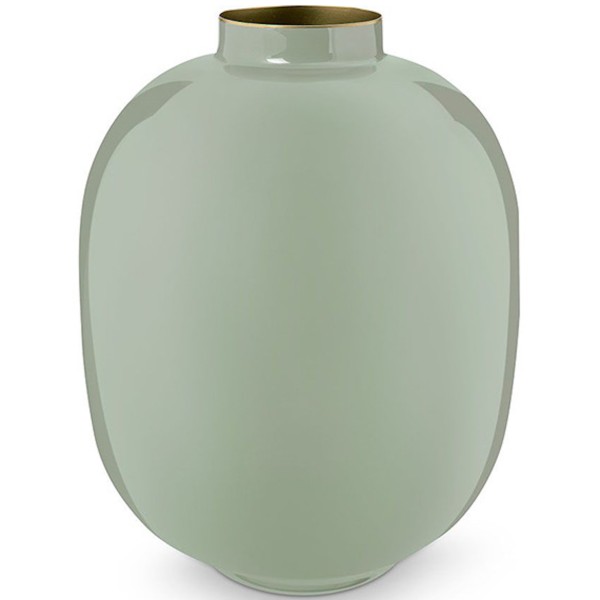 Jarrón de metal esmaltado verde 32 cm