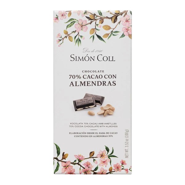 Tableta de chocolate 70% cacao con almendras Simón Coll