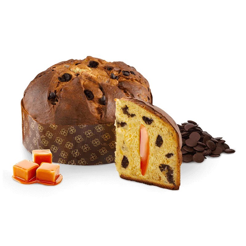 Panettone con caramelo salado y chocolate Loison en lata