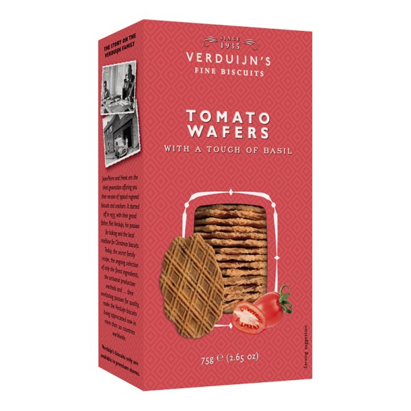 Crackers con queso, tomate y albahaca de Verduijn's