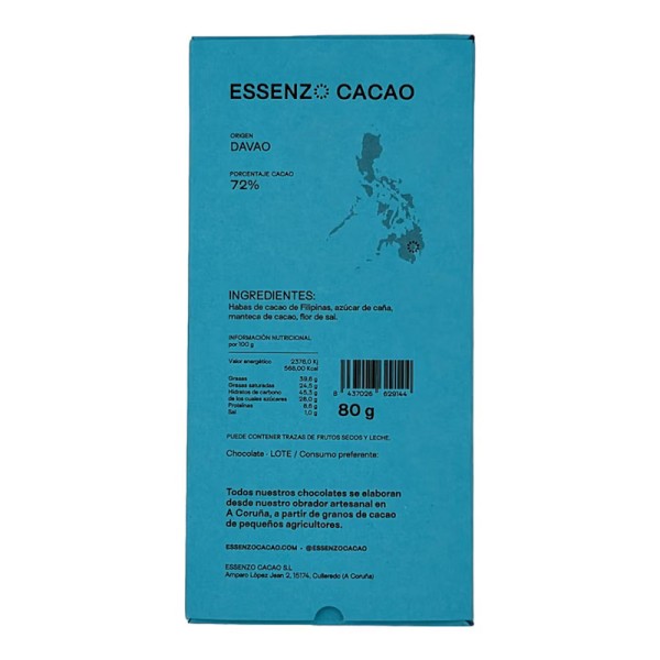 Tableta de chocolate Essenzo Cacao Flor de Sal