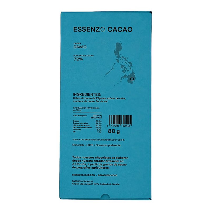 Tableta de chocolate Essenzo Cacao Flor de Sal