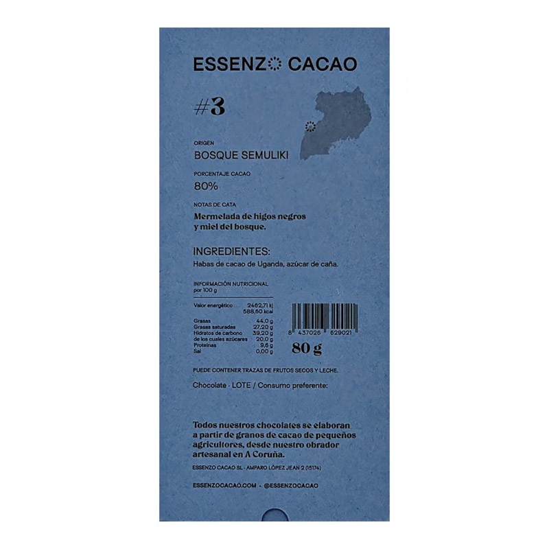 Tableta de chocolate Essenzo Cacao Semuliki