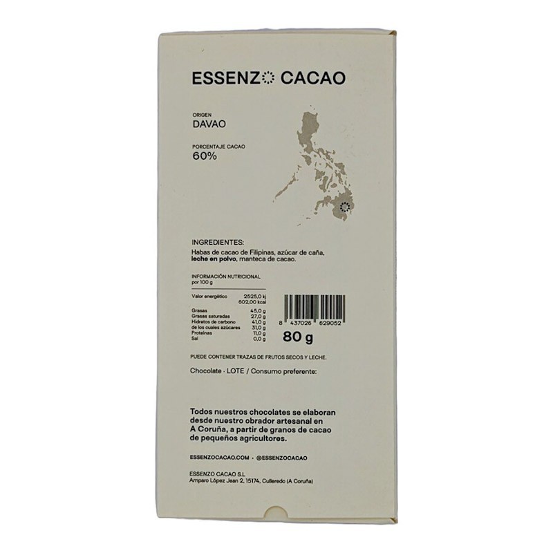 Tableta de chocolate Essenzo Cacao Dark Milk