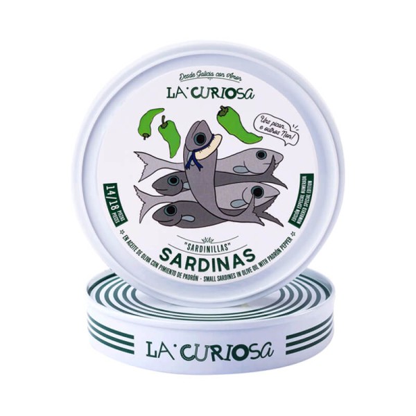 Sardinas en aceite de oliva con Pimiento de Padrón La Curiosa