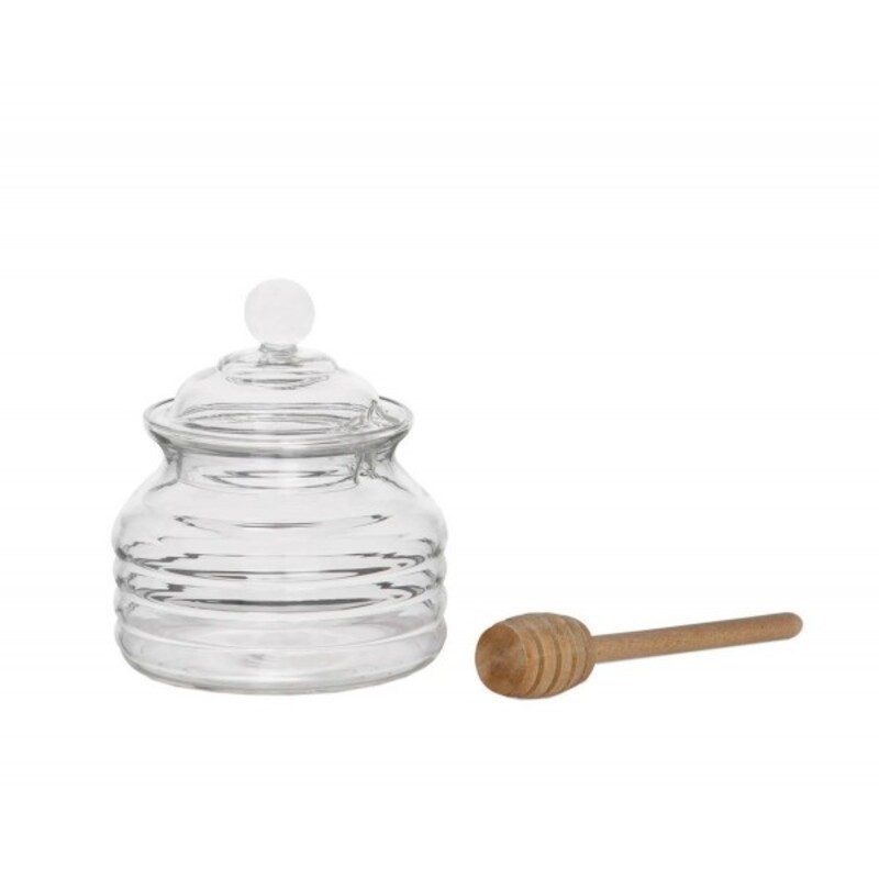 Tarro de vidrio para miel con cuchara