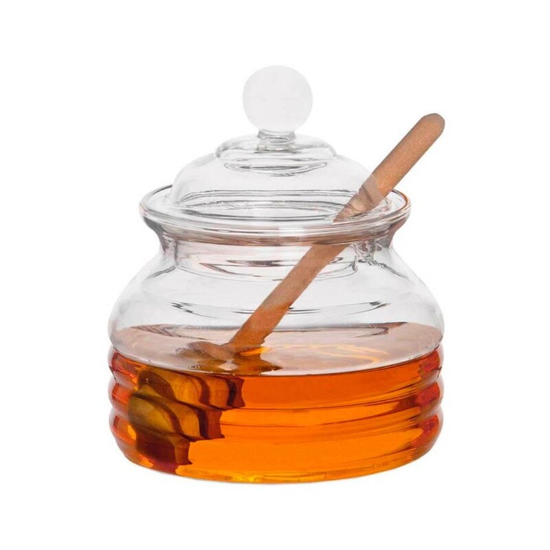 Tarro de vidrio para miel con cuchara