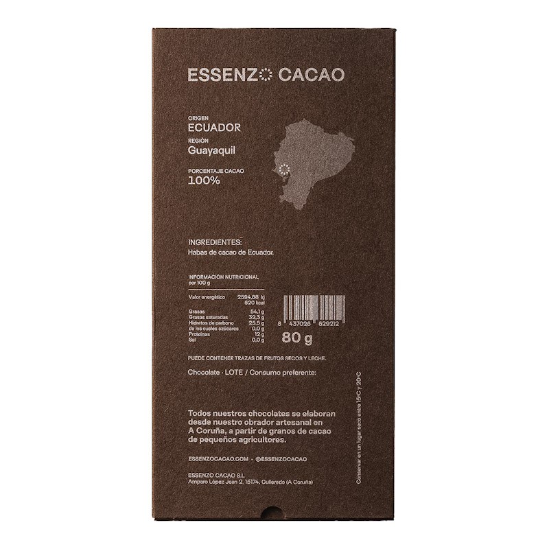 Tableta de chocolate Essenzo cacao Perla
