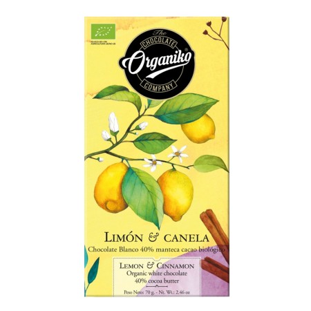 Chocolate Organiko Limón y Canela
