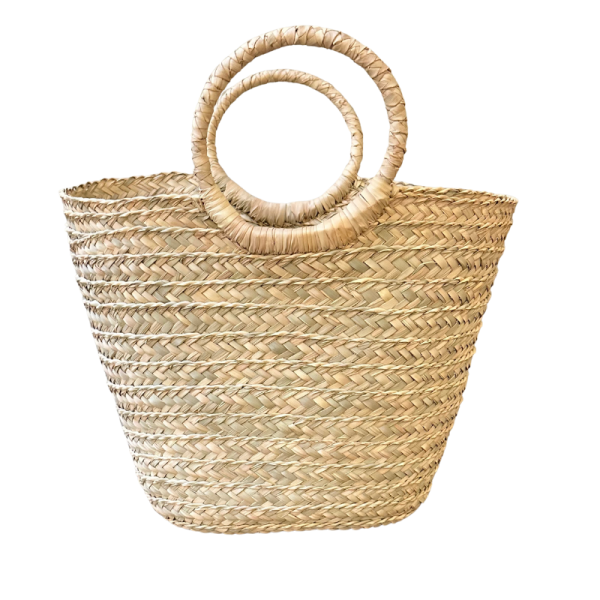 Bolso de palma L con asa redonda