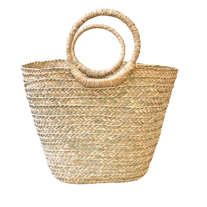 Bolso de palma L con asa redonda