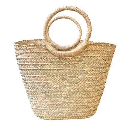 Bolso de palma L con asa redonda