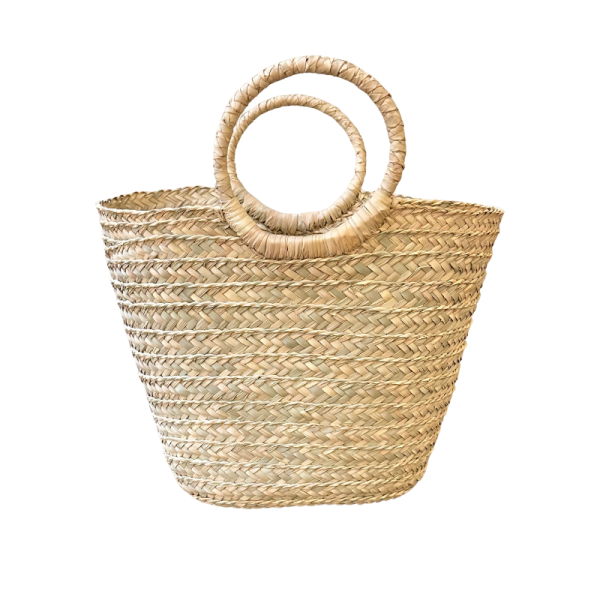 Bolso de palma M con asa redonda