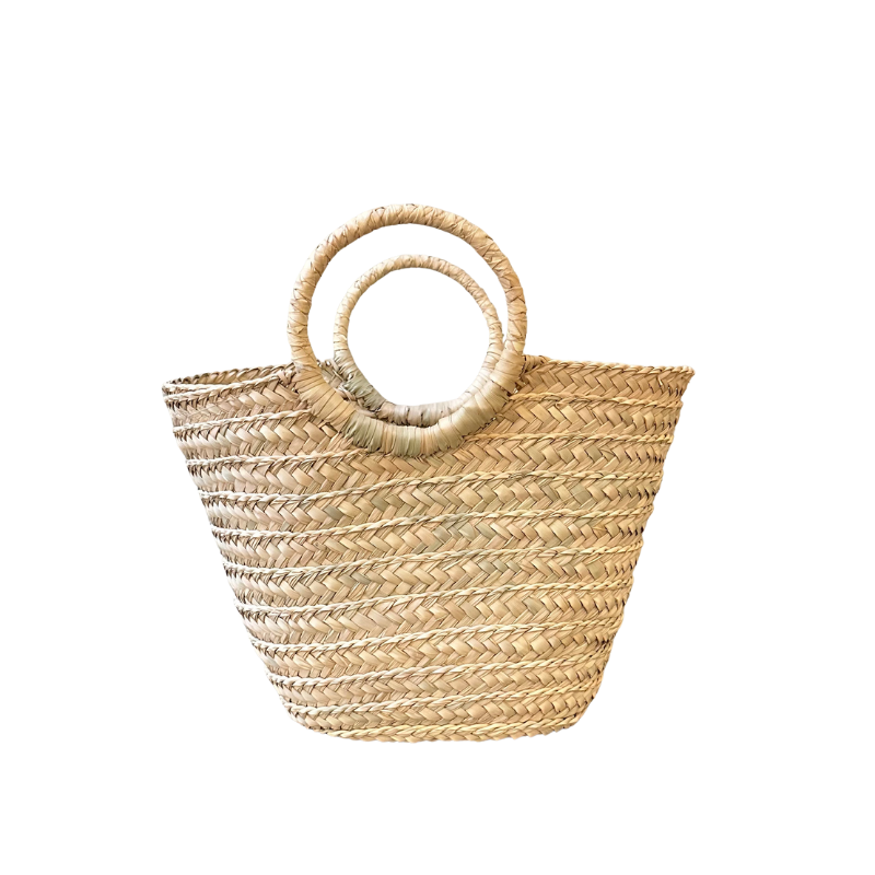 Bolso de palma S con asa redonda