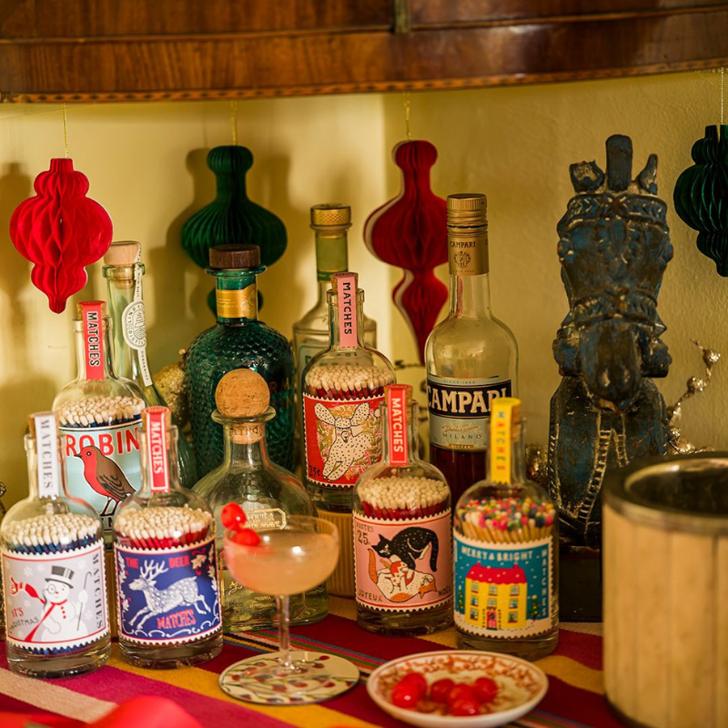 Botella de cerillas Flores