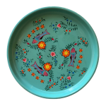 Bandeja redonda de metal Peces y flores