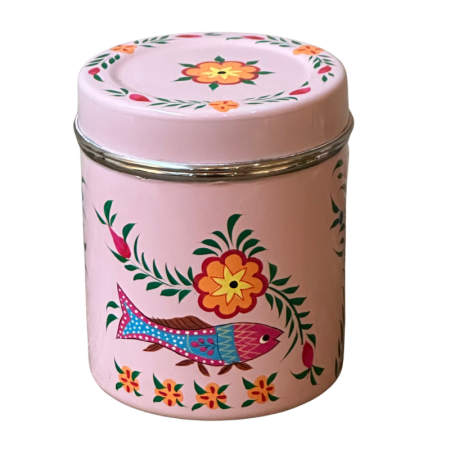 Caja de té de metal Peces y flores