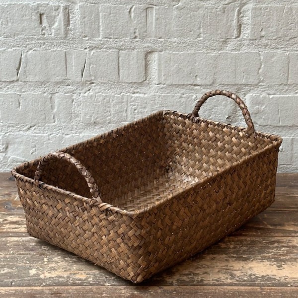 Panera rectangular trenzada marrón L