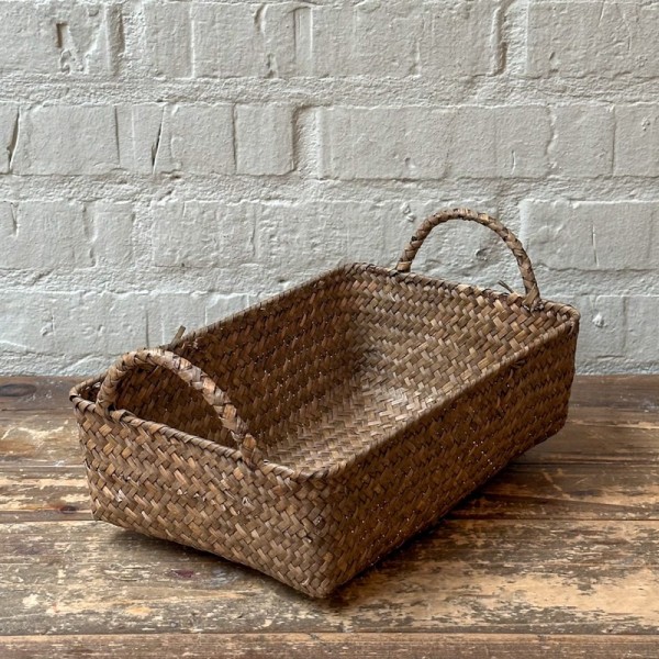 Panera rectangular trenzada marrón M