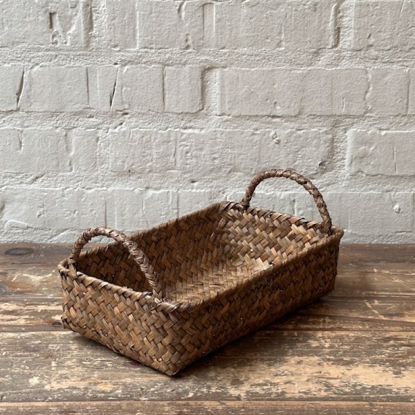 Panera rectangular trenzada marrón S