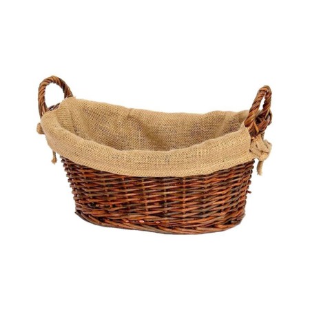 Cesta ovalada de mimbre forrada S