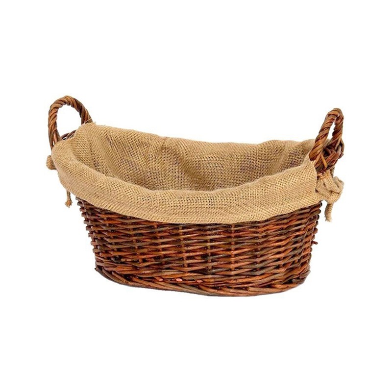 Cesta ovalada de mimbre forrada S