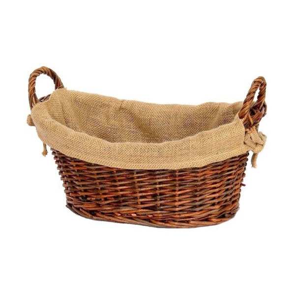 Cesta ovalada de mimbre forrada M