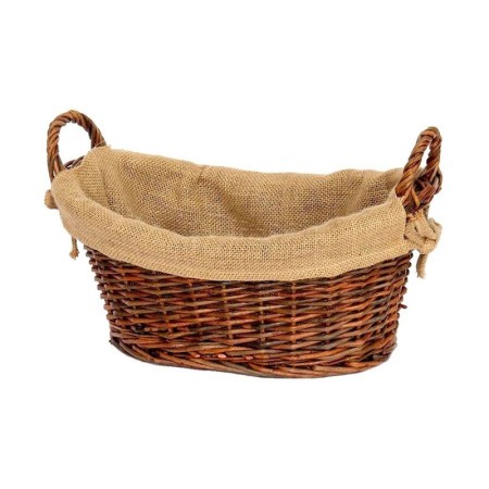 Cesta ovalada de mimbre forrada M