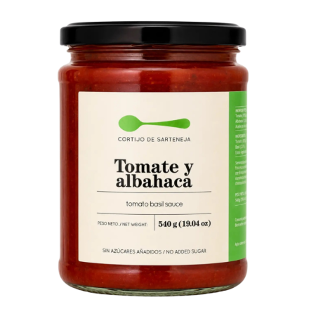 Salsa casera de tomate y albahaca para pizza Sarteneja