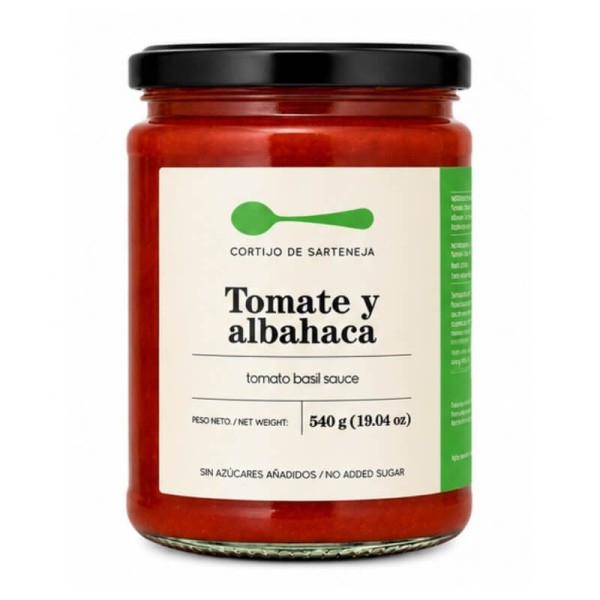 Salsa casera de tomate y albahaca para pizza Sarteneja