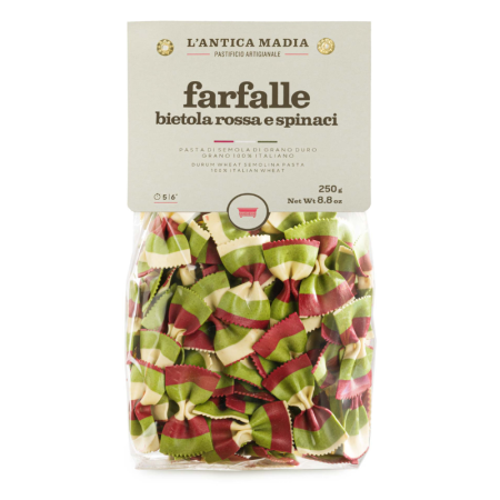 Farfalle remolacha y espinacas Antica Madia