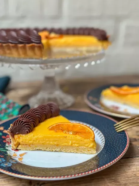 Tarta de naranja y chocolate