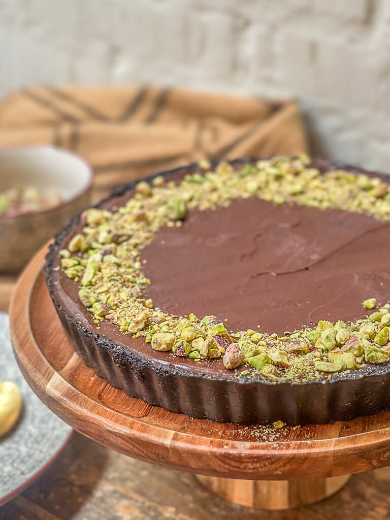Tarta de pistacho y chocolate